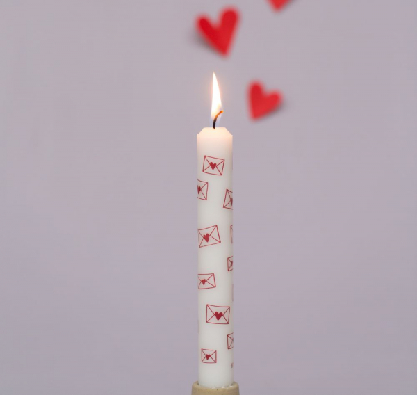 Stabkerze mit Liebes - Brief